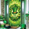 2D Leprechaun Hat Door Banner, St. Patrick's Day Green Clover Background