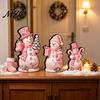 Indoor Holiday Fireplace Decor 3Pcs Christmas Wooden Tabletop Decor, Cute Snowman Gingerbread Man Figurines, Gift for Home Table Centerpiece,