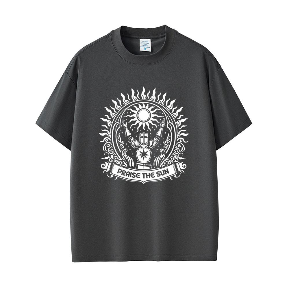 Футболка Dark Souls Praise The Sun Мужская Женская Модная Готическая Рок Футболки Мужские 100% Хлопок Винтажная Футболка Подарок для Любителей Игр Фанатов