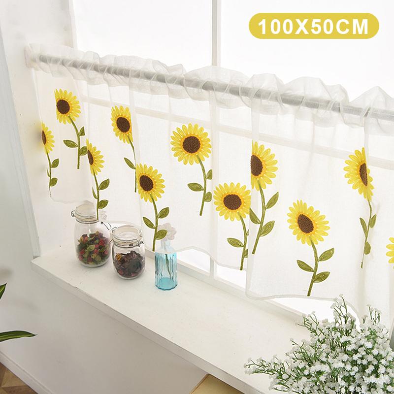 Half Window Short Sheer Curtains Elegant Lace Floral Pattern Ideal Housewarming Gift for Kitchen Bathroom Window Decoration