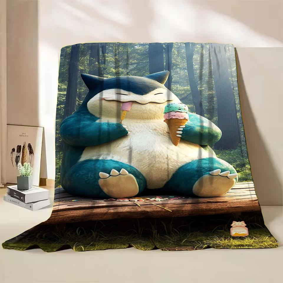 Фланелевое пушистое флисовое одеяло Pokemon Snorlax для дома, спальни, кровати, дивана, офиса, детское покрывало, взрослое мягкое одеяло, милый подарок для ребенка