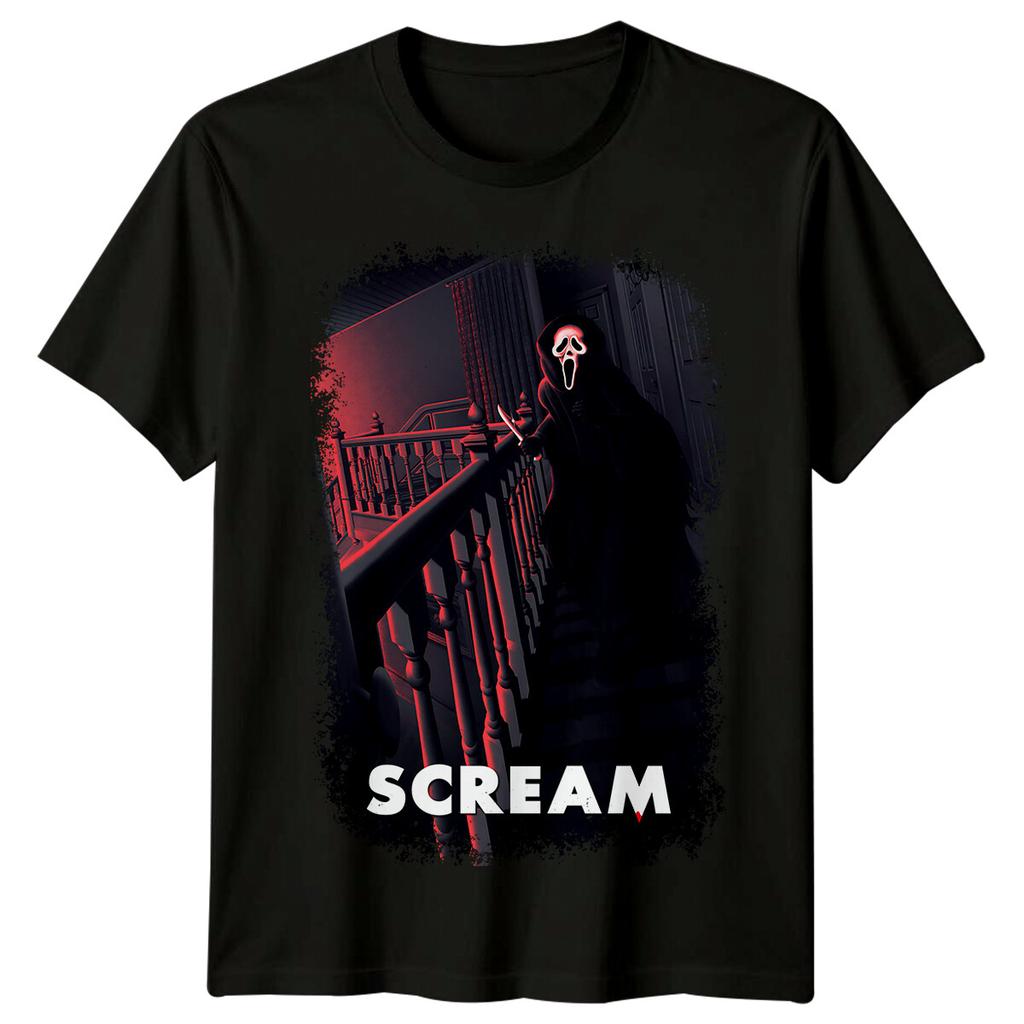 Scream (1996) Movie Poster Inspired 100% Cotton T-shirt Mens Tees Top Retro Horror Scary Tee Unisex