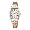 Seiko Watch Lucia Lady Gold Solar Radio-Controlled Titanium Model, Tonneau Shape, Mother-of-Pearl Dial with Diamonds, Sapphire Crystal, Water Resistan