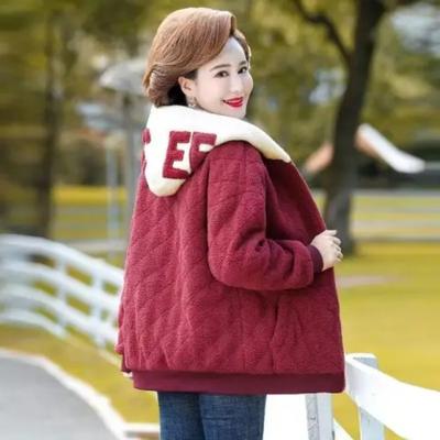 Осенне-зимняя куртка из овечьей шерсти для женщин среднего возраста, свитер, зимняя куртка из хлопка среднего возраста, куртка из хлопкового бархата Shaking Grain