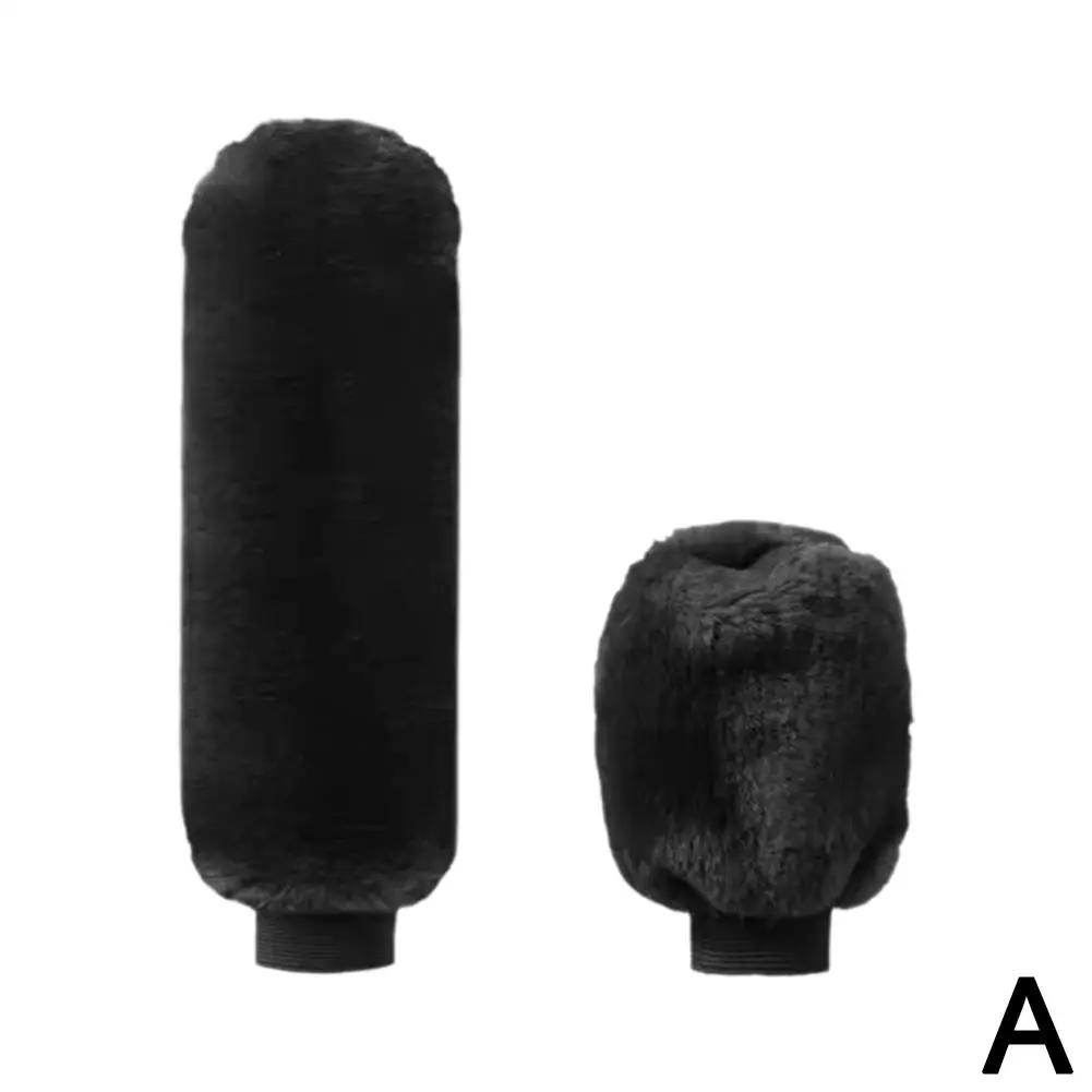2 Pieces Of Car Plush Handbrake Cover Shift Knob Cover Cover Handbrake Car Warm Handbrake Winter And Plush And Cover Soft A L1B6