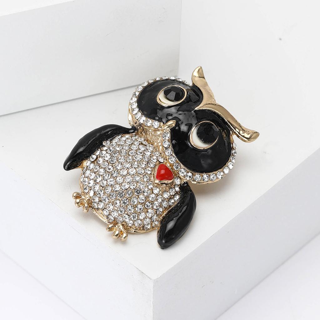 Креативная брошь в виде совы из сплава со стразами, милая женская одежда, корсаж, ювелирные изделия, булавка
