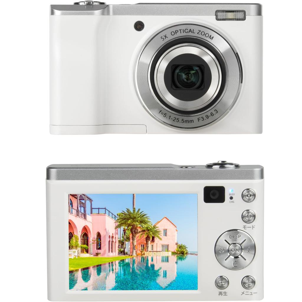 Kenko Compact Digital Camera KC-ZM08WH ST 16MP CMOS Touch Panel 5x Optical Zoom Selfie Sub-Camera White 017654