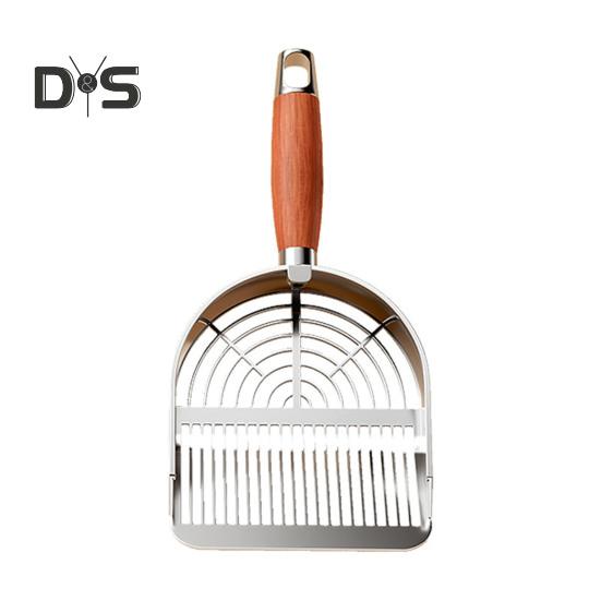 Металлический совок для кошачьего туалета с держателем, совок для сбора домашних животных с эргономичной деревянной ручкой, лопата для быстрого просеивания, товары для кошек