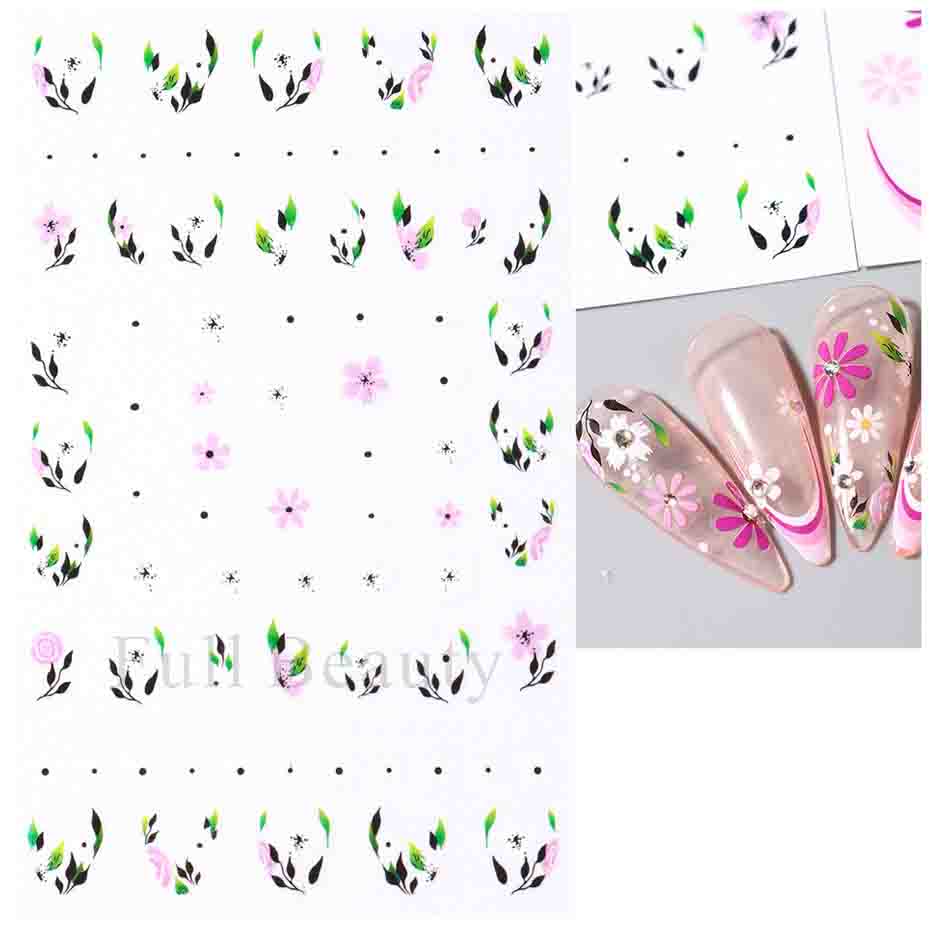 Красочные абстрактные волнистые линии 3D наклейки для дизайна ногтей цветок цветочный лист наклейки для ногтей украшения для ногтей