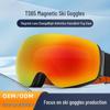 Italian Anti-Fog Spherical Double-Layer Magnetic Ski Goggles with Wide Field of View and Myopia Compatibility