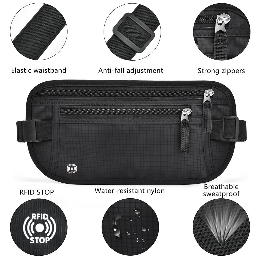 Дорожная поясная сумка Обложка для паспорта с защитой от кражи RFID Тонкий дорожный кошелек для женщин и мужчин