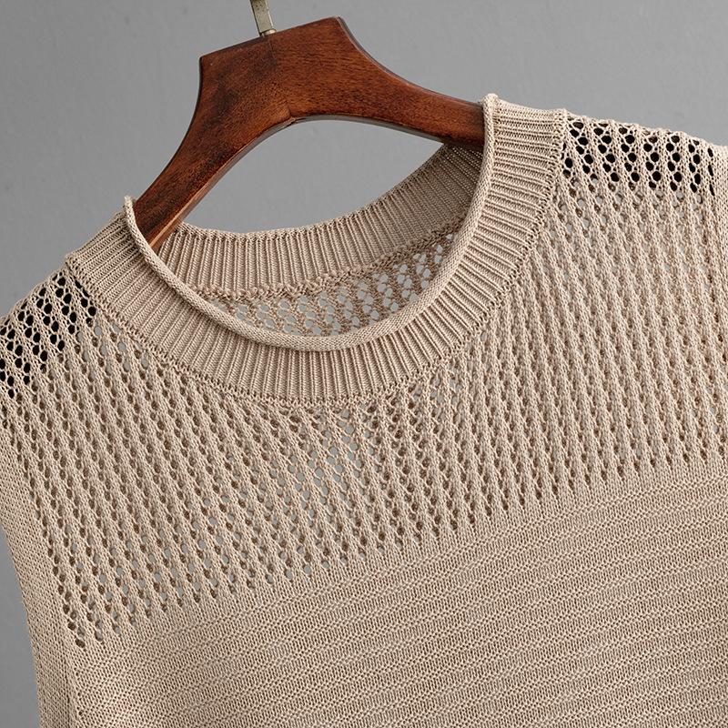 Summer Knitted Slim Hollow Sleeveless Vest Slit Half-body Skirt Two-piece Set