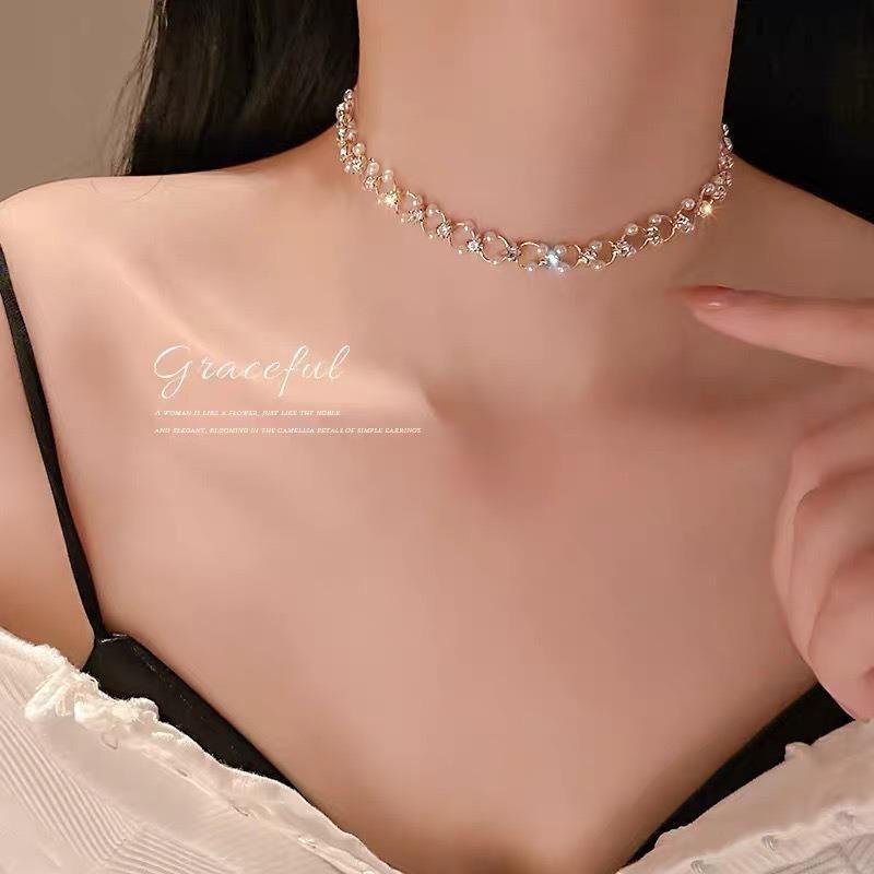 Trend Beads Женское ожерелье-чокер с цепочкой на шею Kpop Pearl, золотого цвета, готическое ожерелье-чокер, подвеска, ожерелье, воротник для девочки