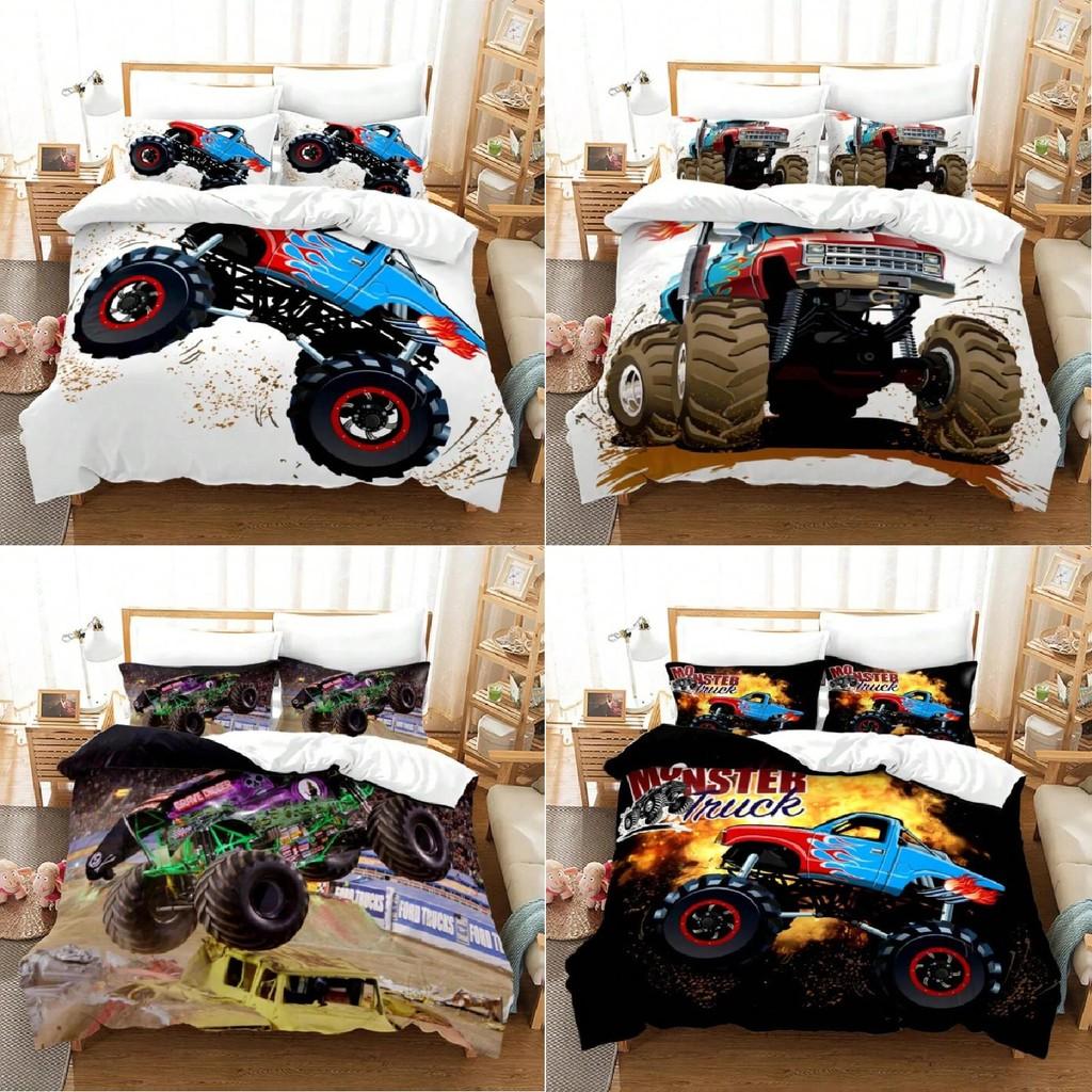 Monster Jam Children Bed Cover Set With Colorful Patterns For Modern Kids Room Decor