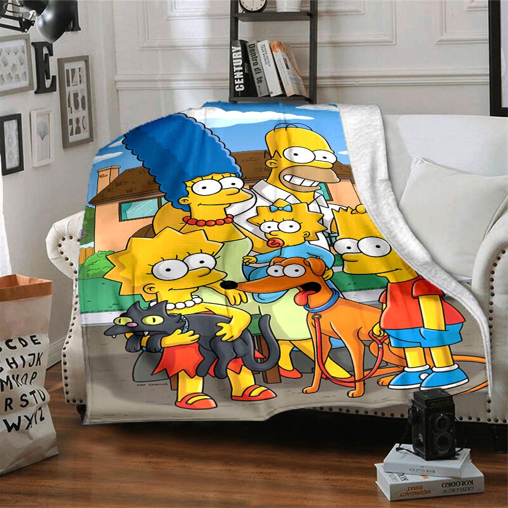 Simpsons Family Flannel Blanket Super Soft Warm Cozy Blanket For Sofa Bed Office Travel Allseason Home Decor Gift