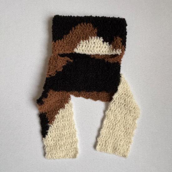 Вязаная шапка с трехцветным кошачьим дизайном, теплая, вязаная крючком, зимний шарф-шапка, головной убор для активного отдыха, модные аксессуары