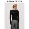 UR Women's Hooded Ribbed Knit Full-Zip Sweater