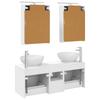 5 Piece Bathroom Furniture Set White Engineered Wood and Glass