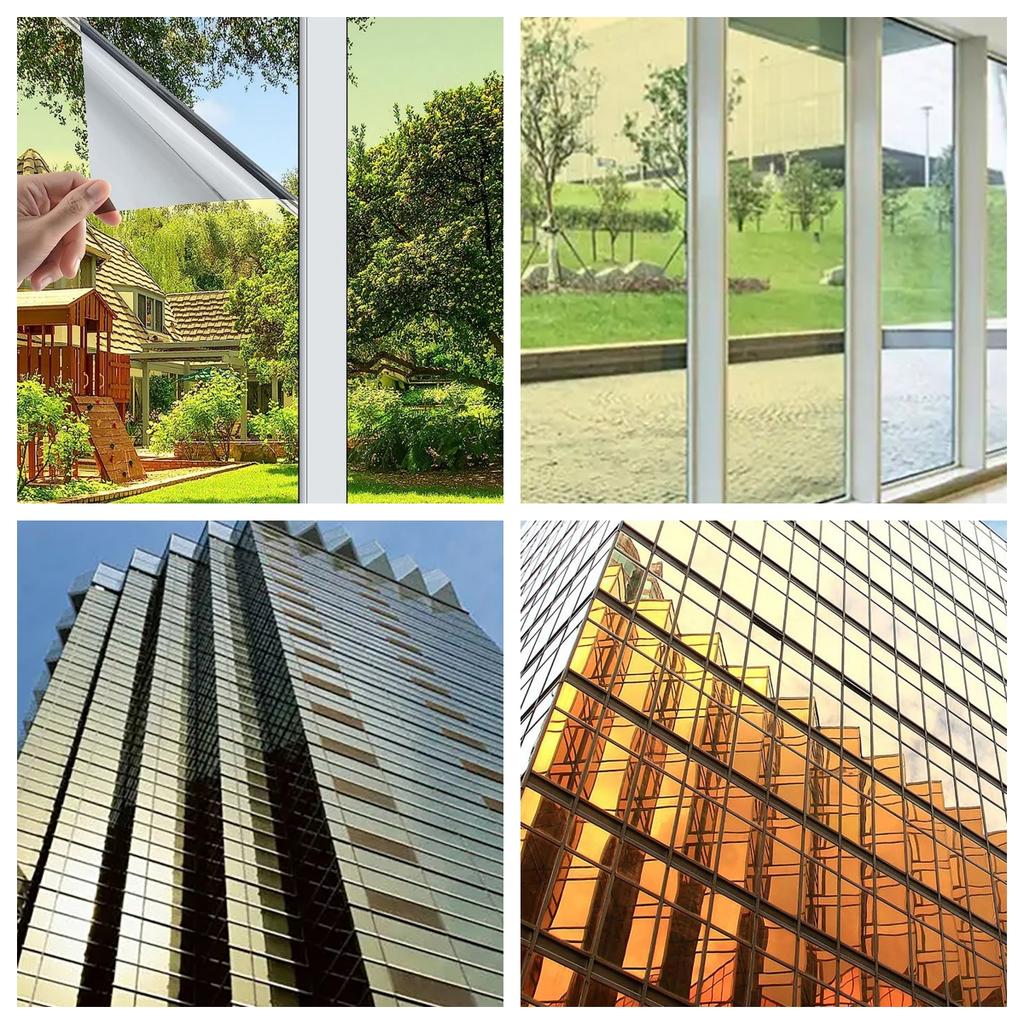 Широкая 70/80/90 см зеркальная солнцезащитная тонировка для окон, солнцезащитная, теплозащитная, серебристые виниловые наклейки в рулонах, солнцезащитные пленки для окон