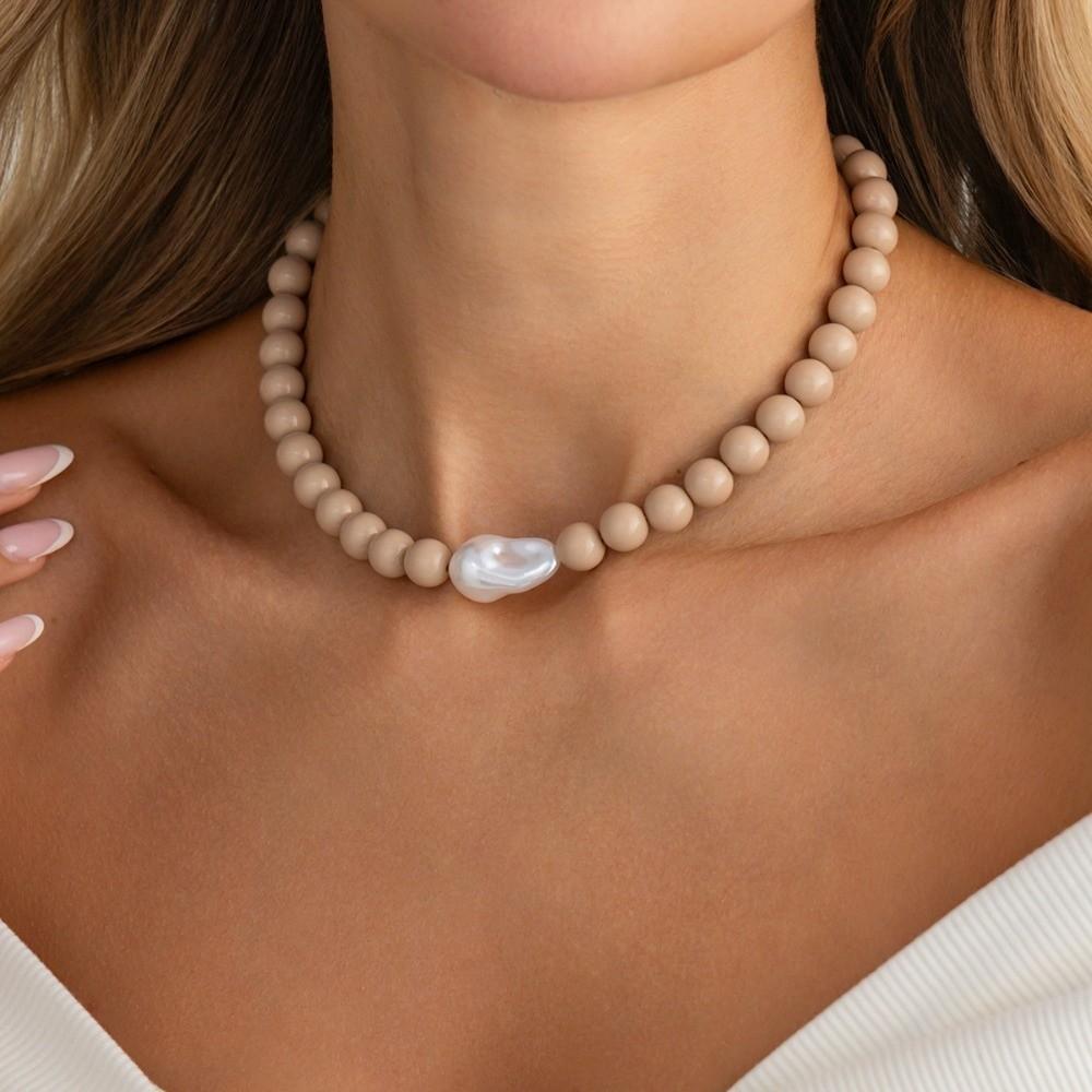 Round Imitation Pearl Pendant Necklaces Dopamine Color Colored Charms Jewelry Gifts