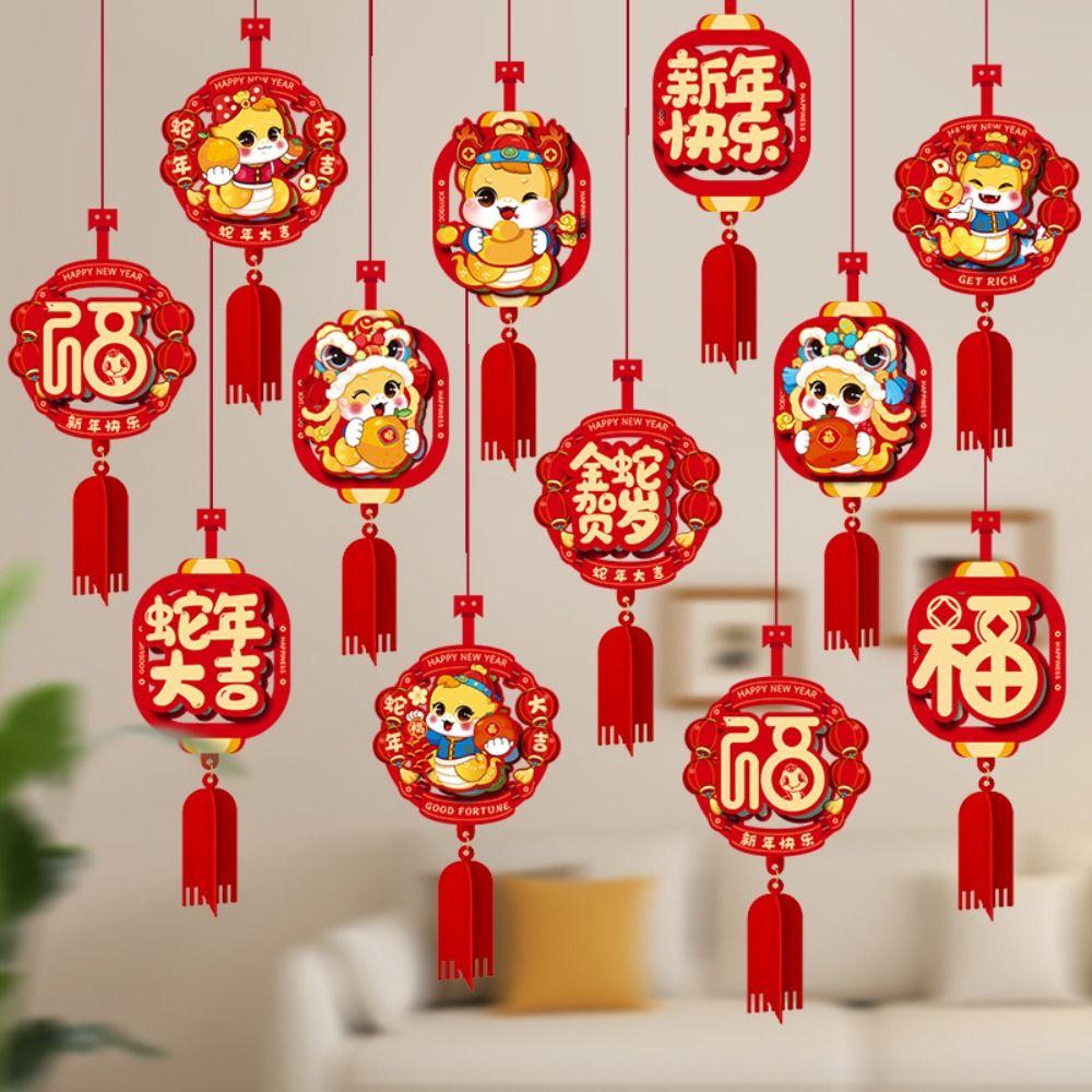 6pcs 3D Chinese Snake Year Pendants Traditional Spring Festival Supplies Home Living Room Decor