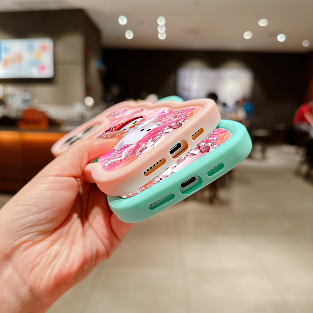 Мягкий чехол для телефона Macaron Big Wave для iPhone 11 12 13 14 15 Samsung A14 A24 A53 A54 A55 Xiaomi Redmi Note 13 12C, чехол A3 Merry Christmas Bear Deer art