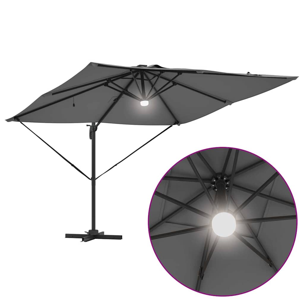 Roma Parasol with LED Light Strips Anthracite 286 x 284 x 270 cm