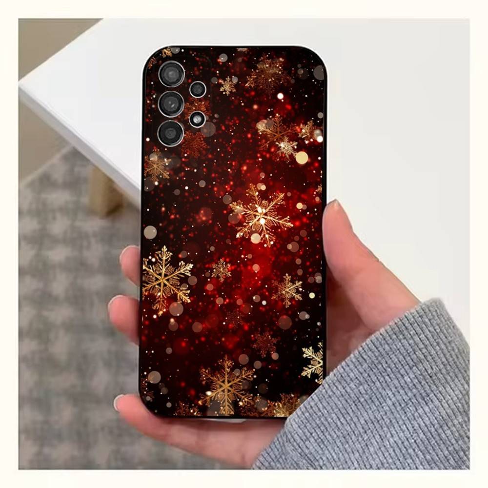 Художественный чехол со снежинками на Рождество для Samsung S10, Plus, S9, S22, S25, Ultra, S24, S21, S20, S23, FE, Lite, Мягкий силикон, Черный