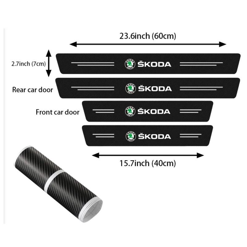 SJCJ6 Car Door Sill Threshold Protector Stickers for Skoda Superb Octavia Rapid Kodiaq Fabia Karoq Superb Kamiq Yeti Roomster Decal