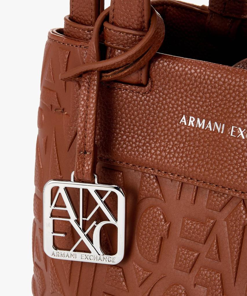 Женская сумка-шоппер Armani Exchange с тиснением логотипа, маленькая, _Коричневая_A425370512