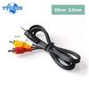 60cm 3.5mm Jack Plug Male To 3 RCA Adapter 3.5 To RCA Male Audio Video AV Cable Wire Cord High Quality
