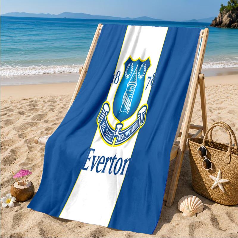 Everton Football Club Crest Beach Towel Microfiber Beach Towel, Lightweight and Quick-Dry, for Summer Travel, Swimming Pool Fan Birthday Gift