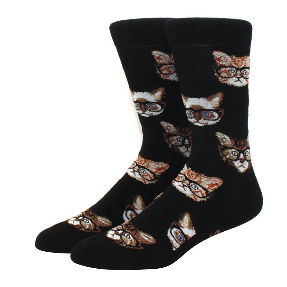 1 пара мужских забавных хип-хоп носков средней длины с принтом скейтборда, пива, счастливого искусства, EU38-46