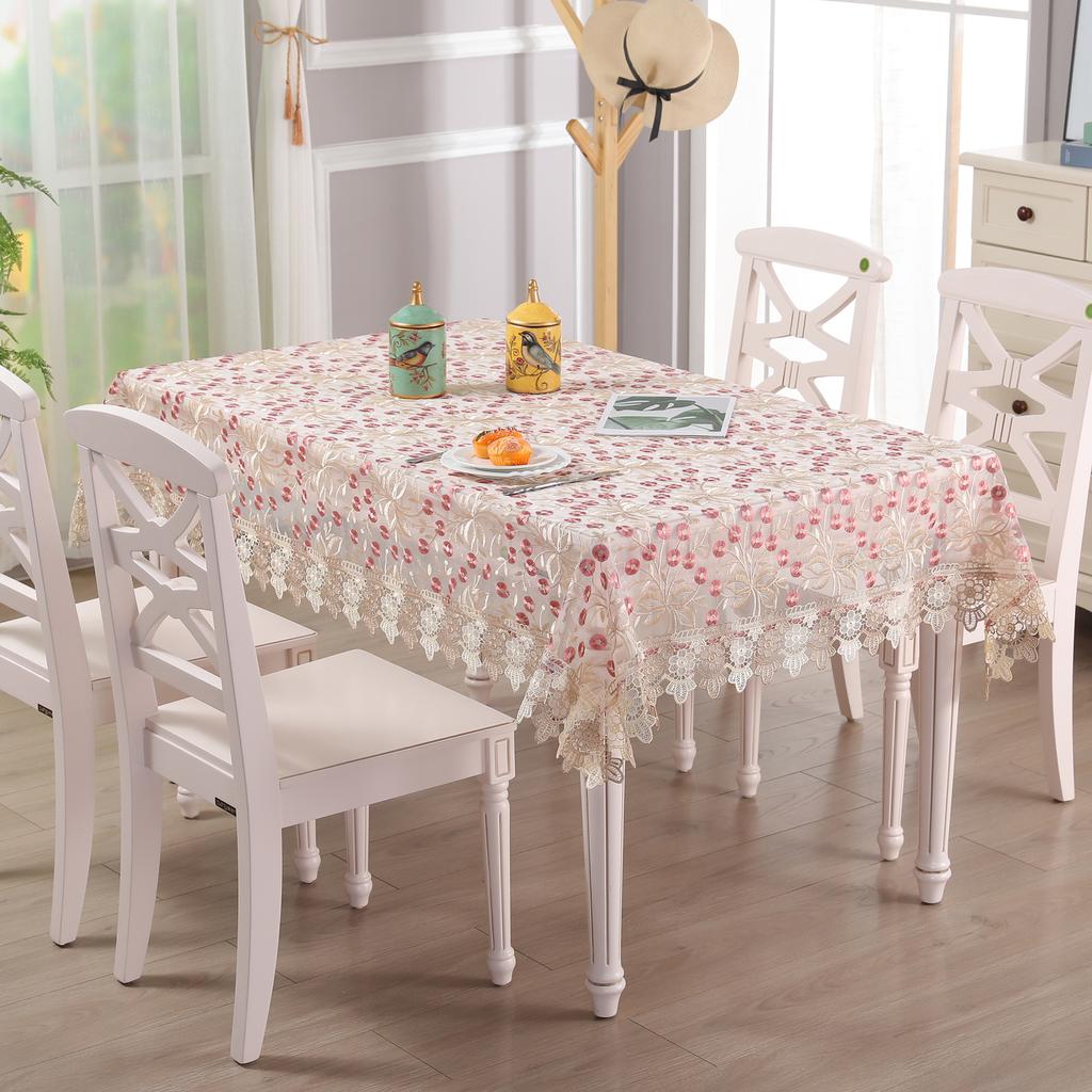Lace Tablecloth Double-Layer Mesh Embroidery Hollow Table Cloth Coffee Table Cover Towel Small Fresh Tablecloth