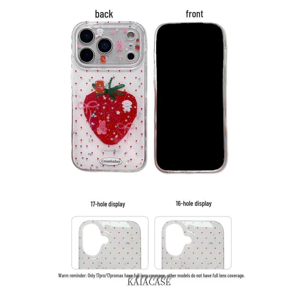 Сладкий блестящий розовый чехол в горошек с клубникой для Apple iPhone 7 Pro Max/6 Pro