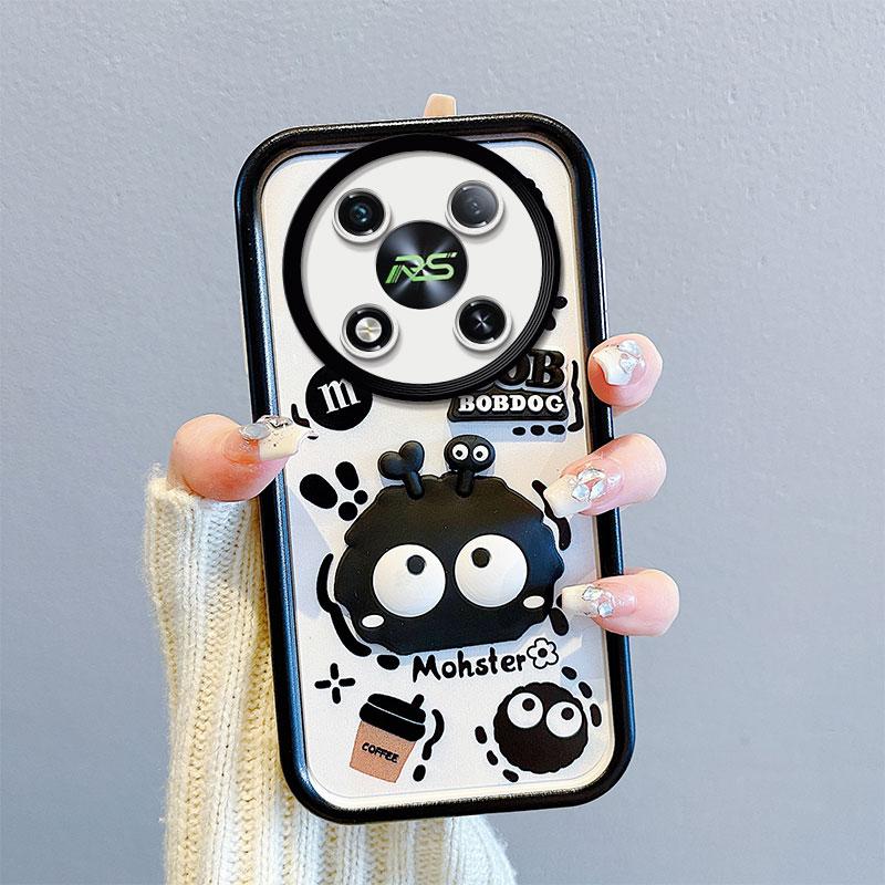 KEYSION Shockproof Case for Itel RS4 with Lanyard Soft Silicone Cute 3D Cartoon Doll Phone Back Cover for Itel RS4