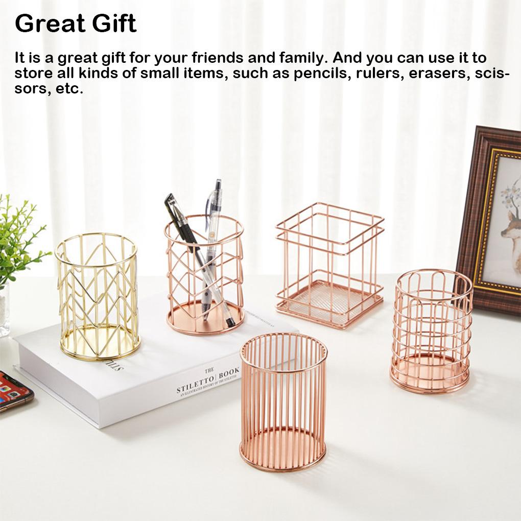 Металлический держатель для ручек, офисный органайзер, настольный полый контейнер, канцелярские принадлежности, многофункциональная модная корзина, бытовая химия