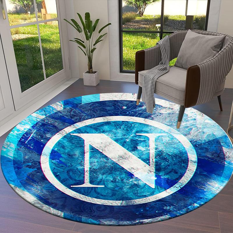 1pc Napoli Football Club Logo Round carpet, Made of Polyester,Perfect for Decorating Office Chairs, Living Rooms,fplt171
