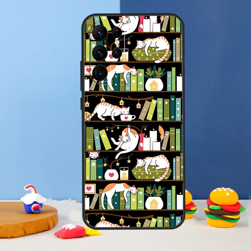 Цветочный чехол для телефона «Книги и чай» для Samsung Galaxy S24 S25 Ultra S9 S10 S20 S22 S21 S23 Plus S24 FE Чехол Coque