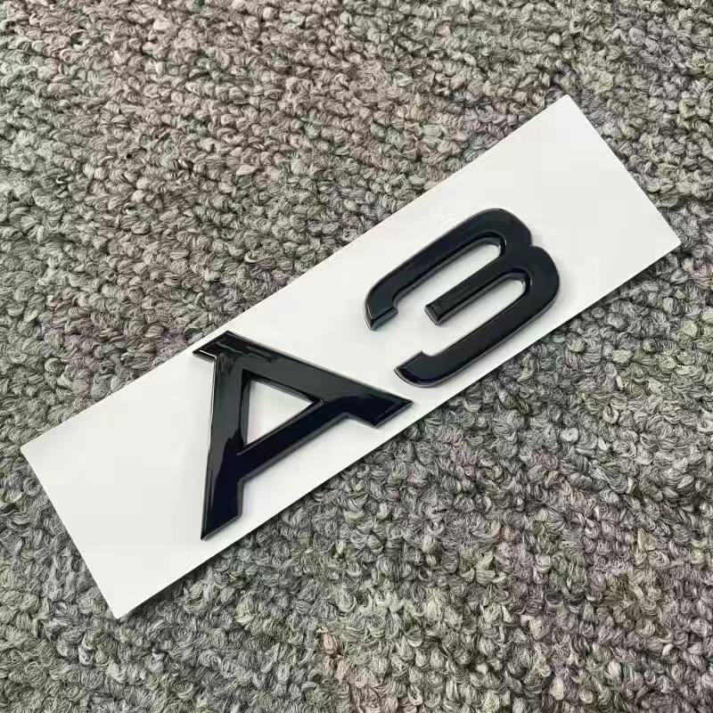 B A3 4 Ring logo ABS Black Car Hood Front Bonnet Grill Rear Trunk Emblem Badge Sticker A3 mark Quarrto Emblem 45TFSI Sline