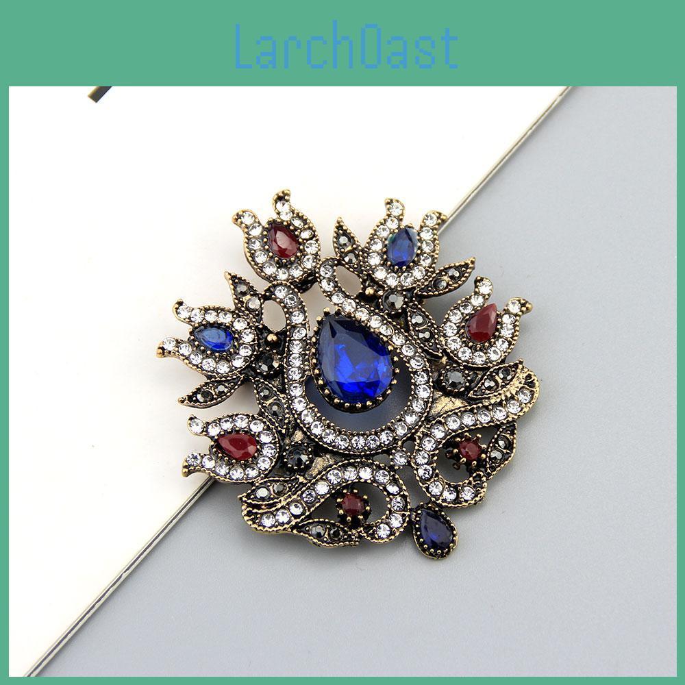 Vintage Brooch Womens Bohemian Brooch Antique Gold Bridal Jewelry Grey Flower Crystal