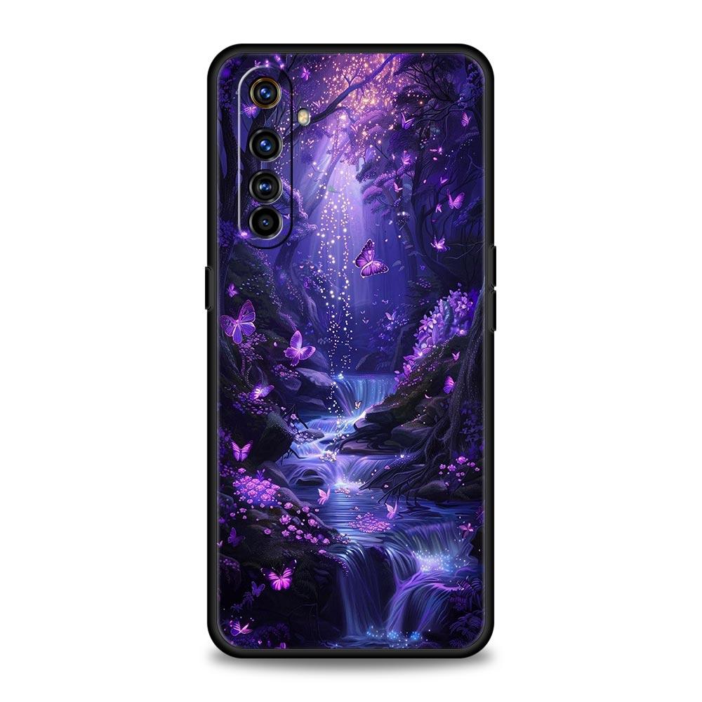 Арт Фиолетовая Бабочка Мягкий ТПУ Для Realme 13 12 11 10 9 Pro Plus GT3 GT2 C21 C25 C35 C53 C55 C67 Pro 5G Чехол для Телефона Обложка Fundas