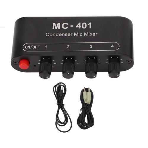 4-Channel Mini Audio Line Mixer, 4-in 1-out Stereo Mixer with 3.5mm Input, Low Noise DC 5V DJ Microphone Sound Mixer with Headphone Amplifier for PC