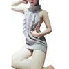 Women Sexy Backless Sleeveless Turtleneck Pullover Knit Sweater Cosplay Dress