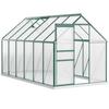 Polycarbonate Garden Greenhouse, 190x375x199cm, with Opening Window and Sliding Door. Green