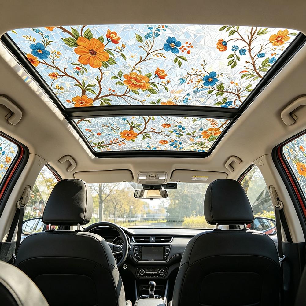 1/3pcs Car Sunroof Tinting Window Sticker Plant Floral Glass Decal Film Removable Home Car Decor Window Decoration