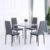 Modern Square Dining Table for 2-4 People, with Glass Top & Metal Legs for Dining Room, Living Room, Grey