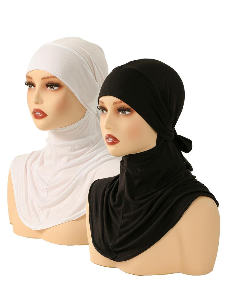 Мгновенный хиджаб с завязками сзади - Laven Fashion Весенне-летний дышащий длинный хиджаб женские шляпы, готовые к носке, с закрытой шеей