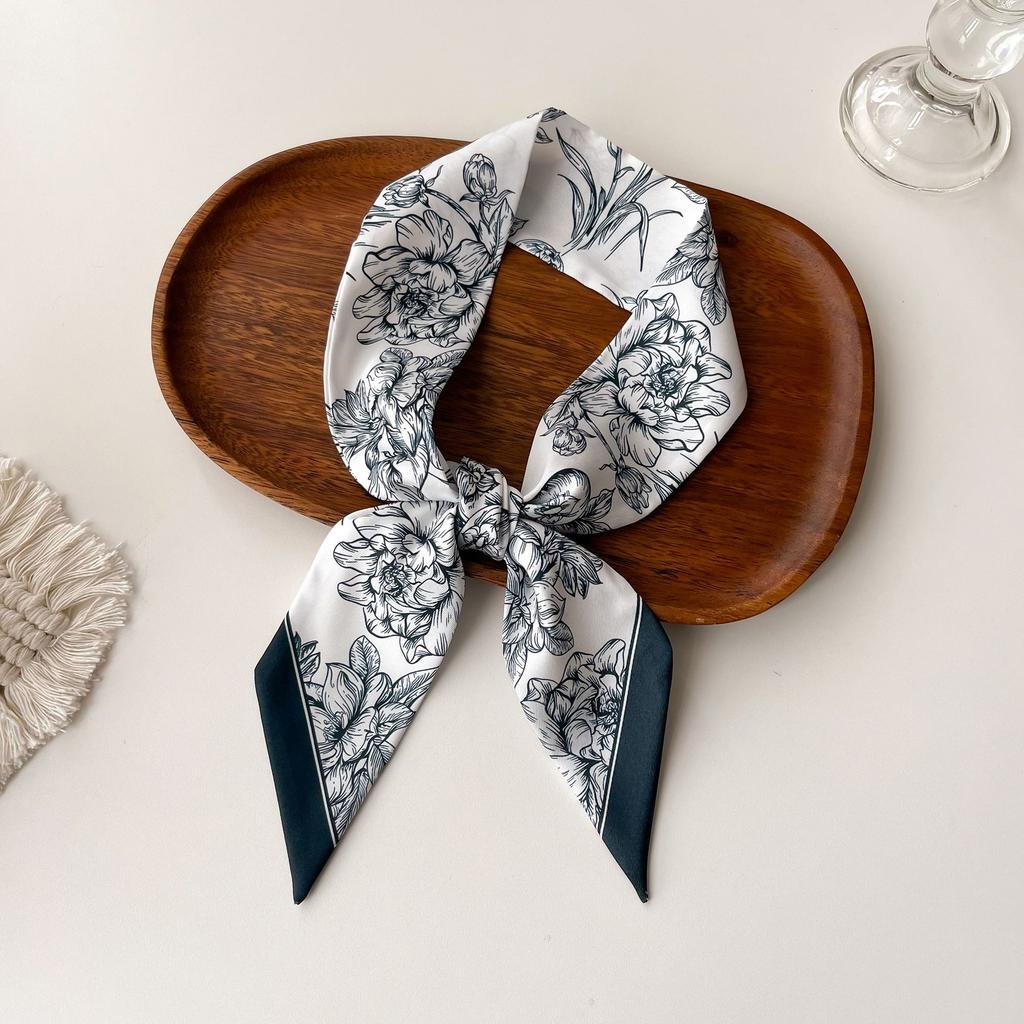 Wind Small Streamer Long Scarf Ribbon Tie Bag Versatile Decorative Headband Printed Scarf with Hand Scarf