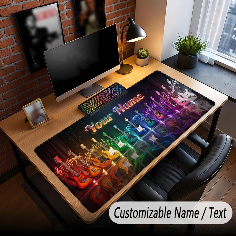 Music Guitar Theme Custom Mouse Pad Personalized With Name Text Customized Desk Mat For Office Home Decor